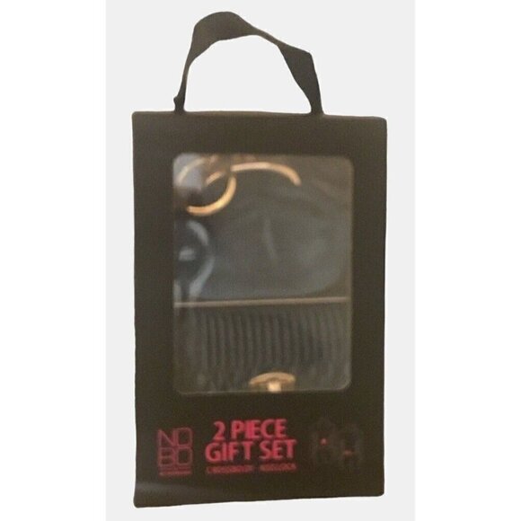 No Boundaries Crossbody Bag Kisslock Purse 2PC Set Blue Gold Silver Hardware - Picture 4 of 11